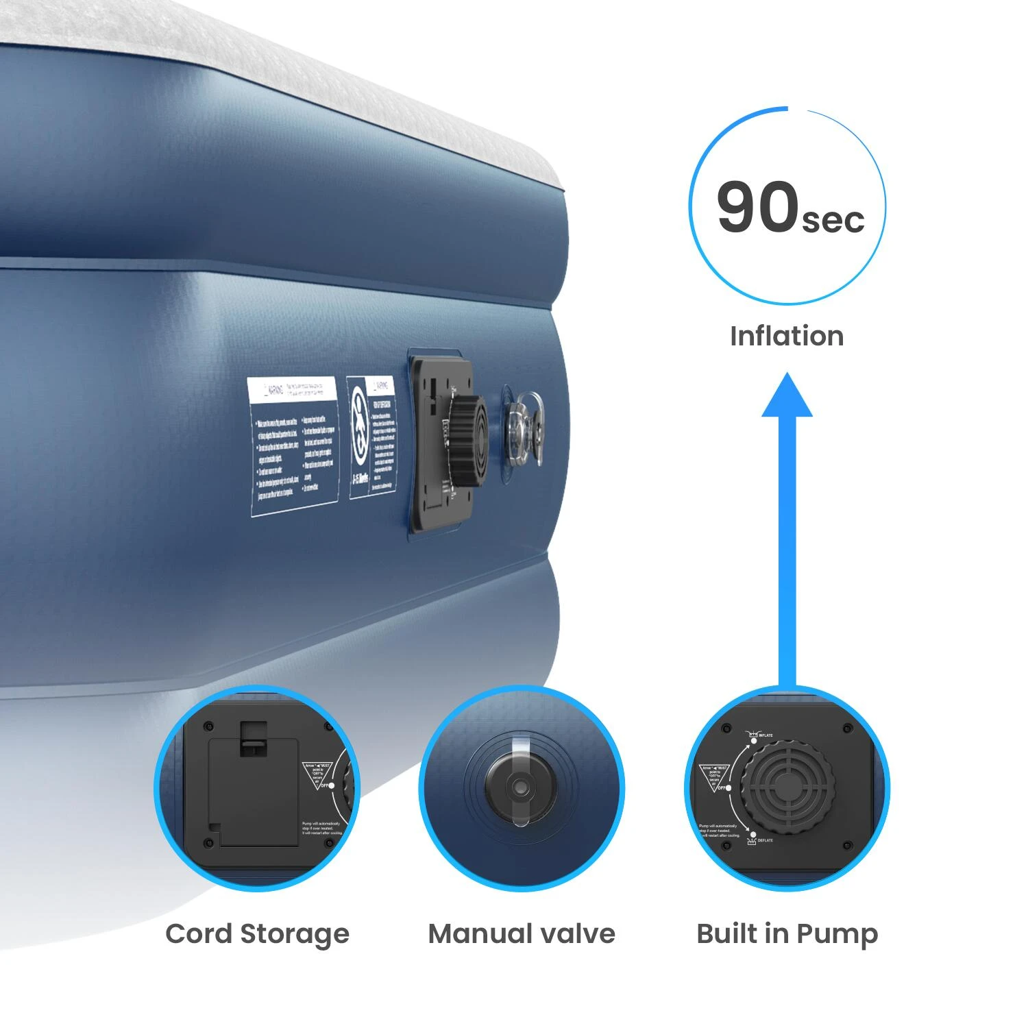 Single Comfort Air Bed – Grey/Navy 2 Single Comfort Air Bed – Grey/Navy - Image 2