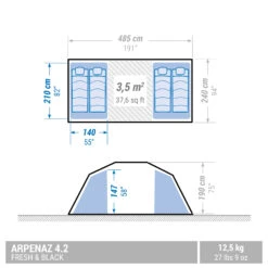 Quechua 4 Man Blackout Tent With Poles - Arpenaz 4.2 F&B -Outdoor Camping Store kde6e6c781c7bb70dac0eeeba1a5ae92a